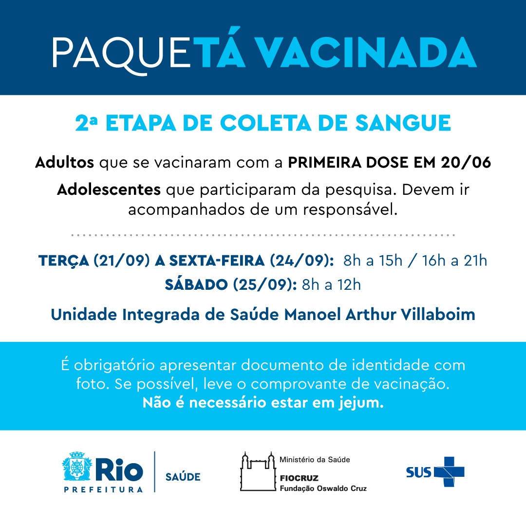 Segunda Etapa da Coleta de Sangue, PaqueTá Vacinada