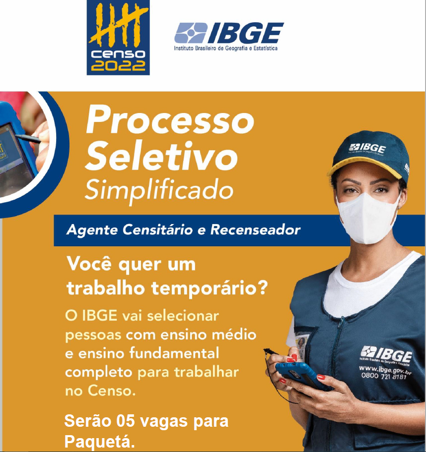 Processo seletivo Agente Censitário e Recenseador termina nessa semana